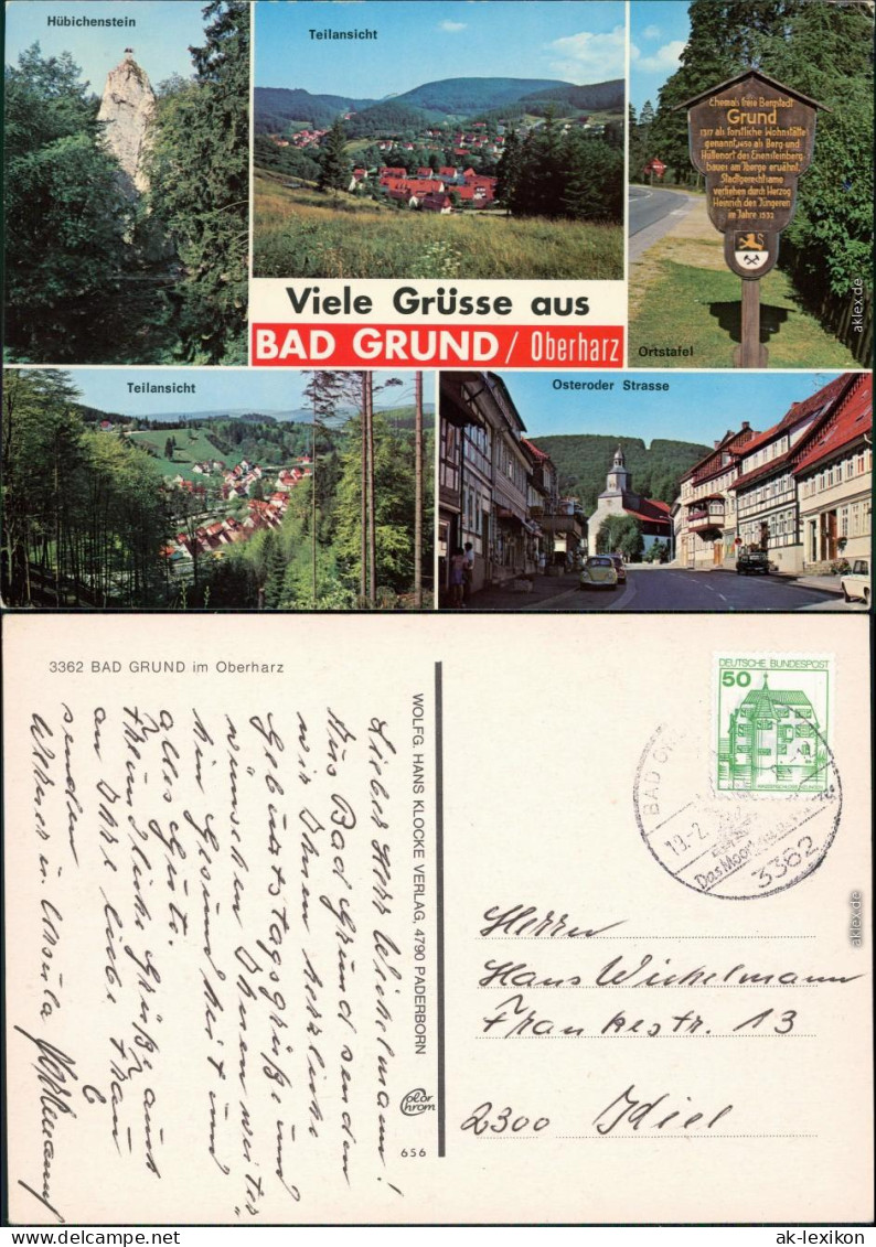 Bad Grund (Harz) Panorama- Osteroder Straße, Hübichenstein, Ortstafel 1981 - Bad Grund