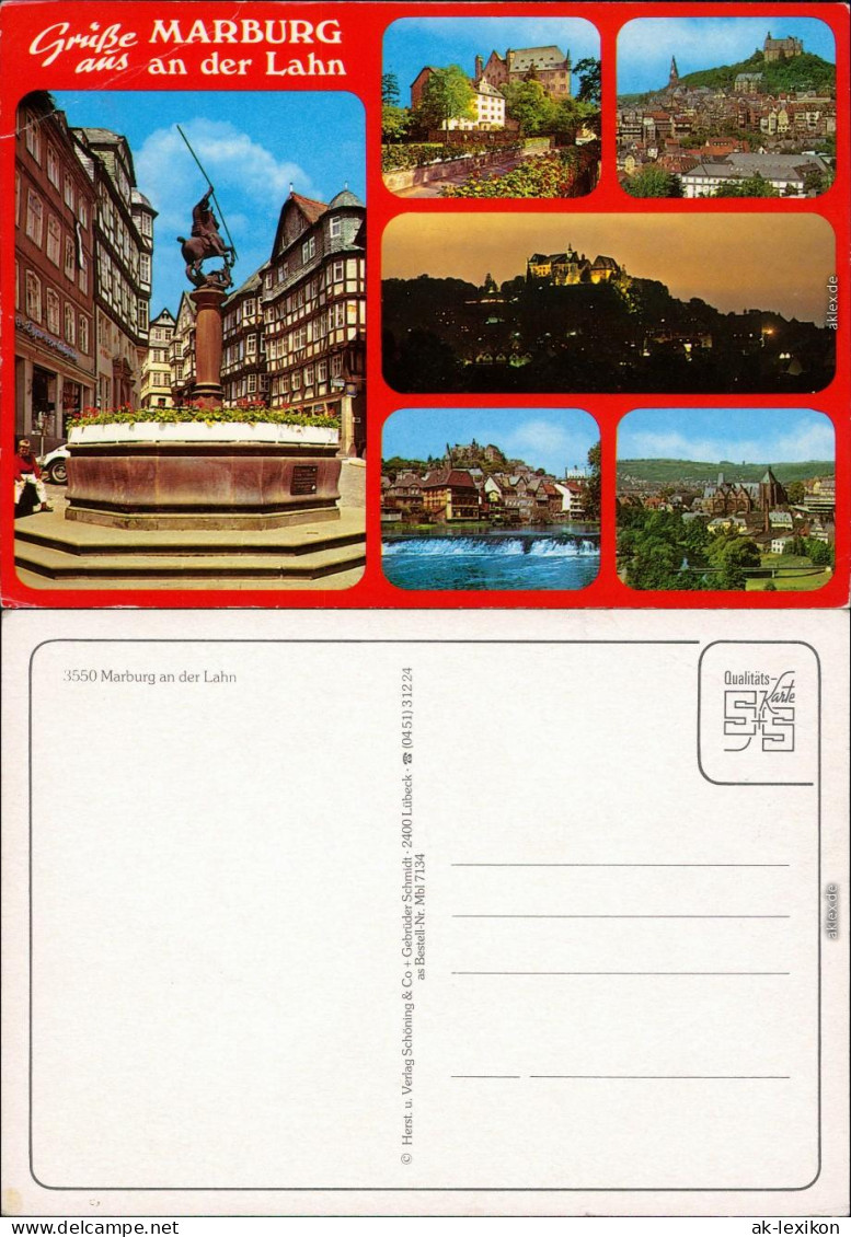 Marburg An Der Lahn Panorama-Ansichten, Schloss, Brunnen, Lahn 1990 - Marburg