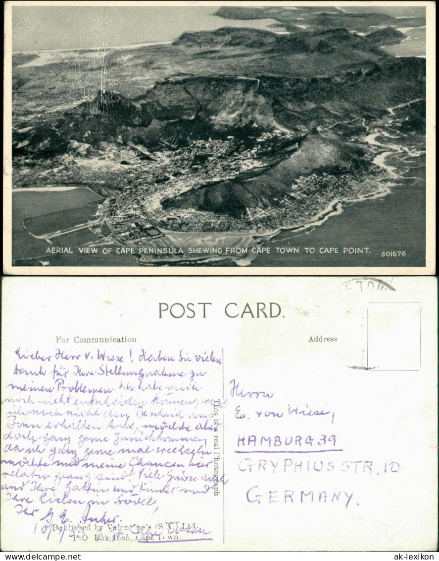 Postcard Kapstadt Kaapstad Luftbild Peninsula 1955 - South Africa