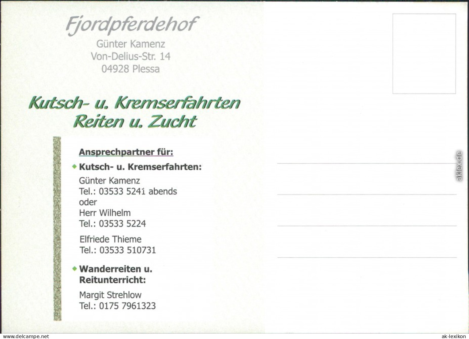 Kamenz Kamjenc Reklame &amp; Werbung - Fjordpferdehof Kamenz 1995 - Kamenz