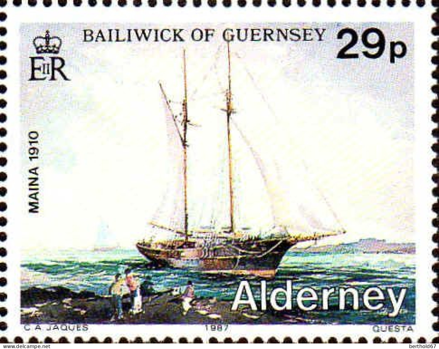 Aldeney-Aurigny Poste N** Yv: 34 Mi:34 Maina 1910 - Alderney