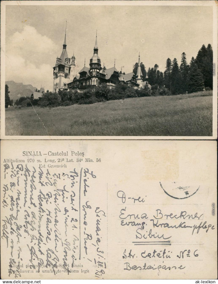 Ansichtskarte Sinaia Castelul Peles/Schloß 1931  - Romania