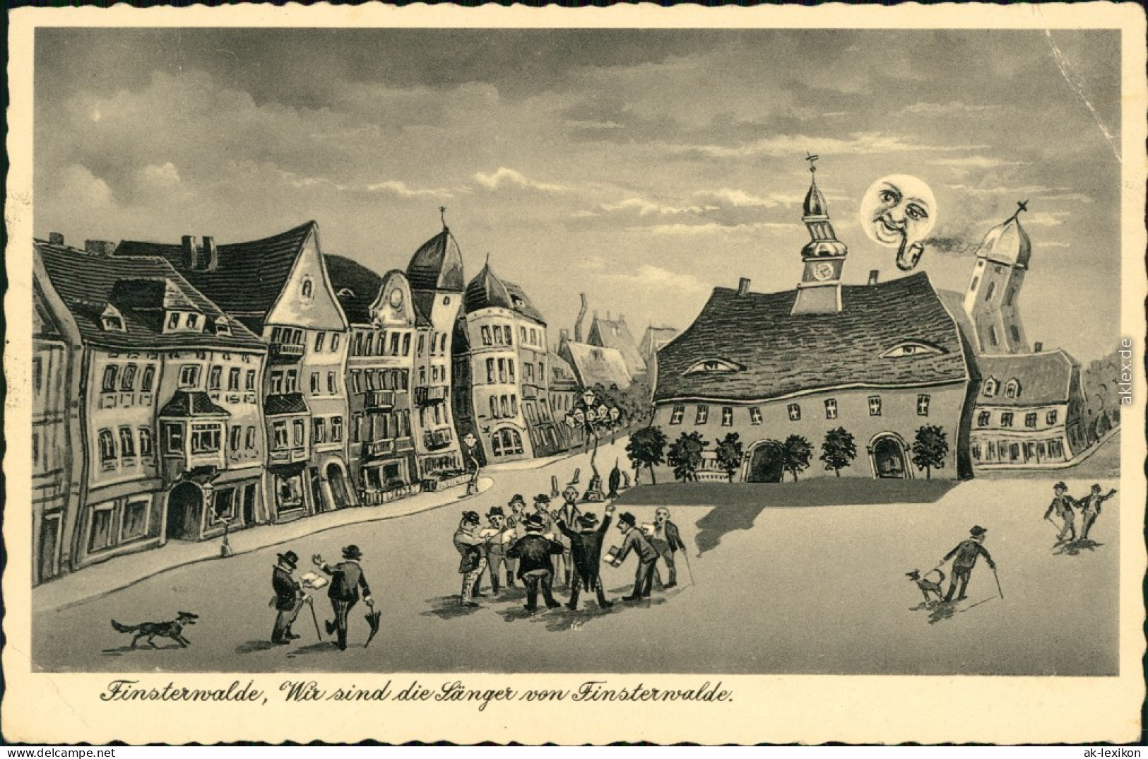 Ansichtskarte Finsterwalde Grabin Die Betrunkenen Sänger - Markt 1936 - Finsterwalde