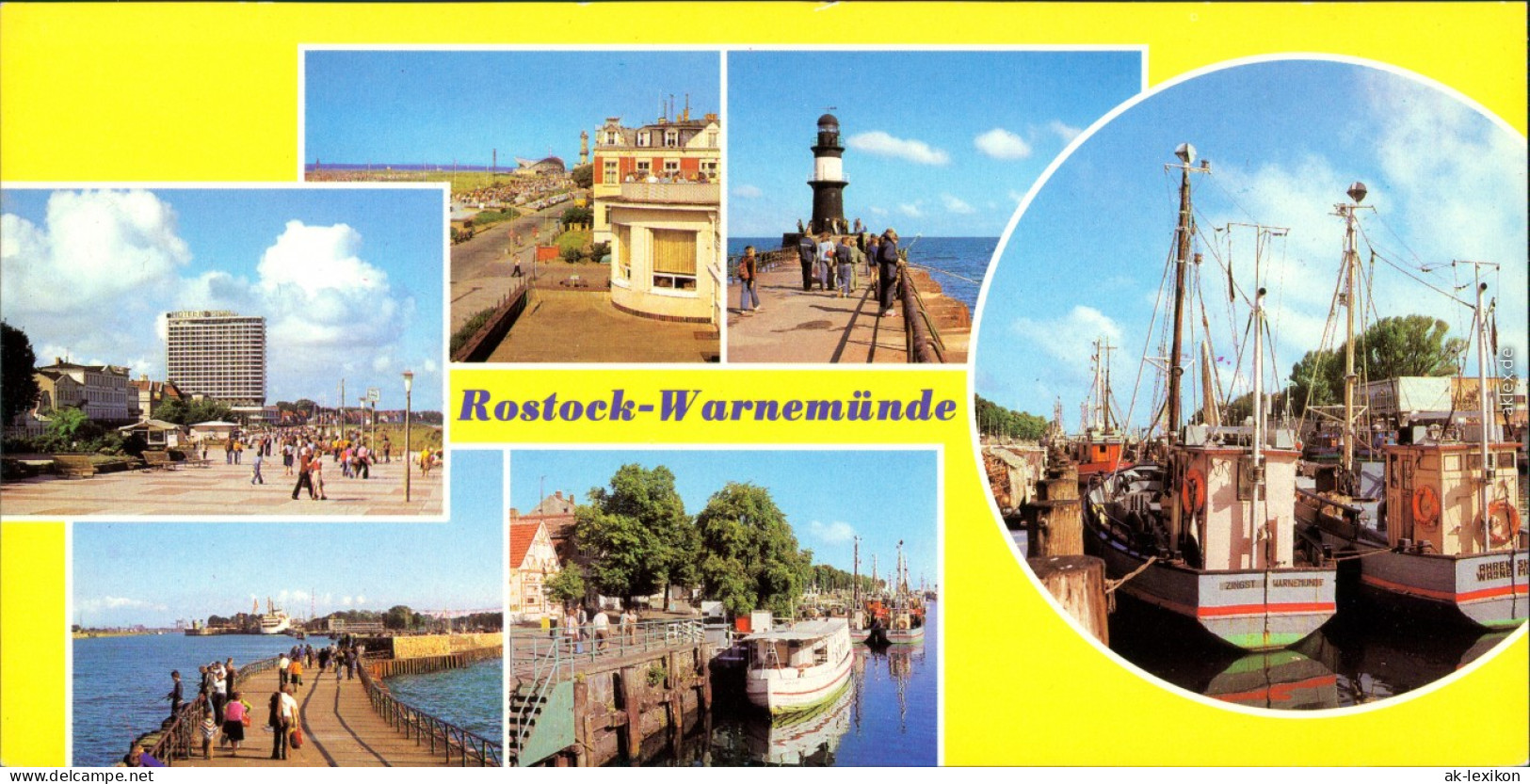 Warnemünde-Rostock Kurpromenade, Blick Vom Kurhaus, Mole, Hafen, Café   1983 - Rostock