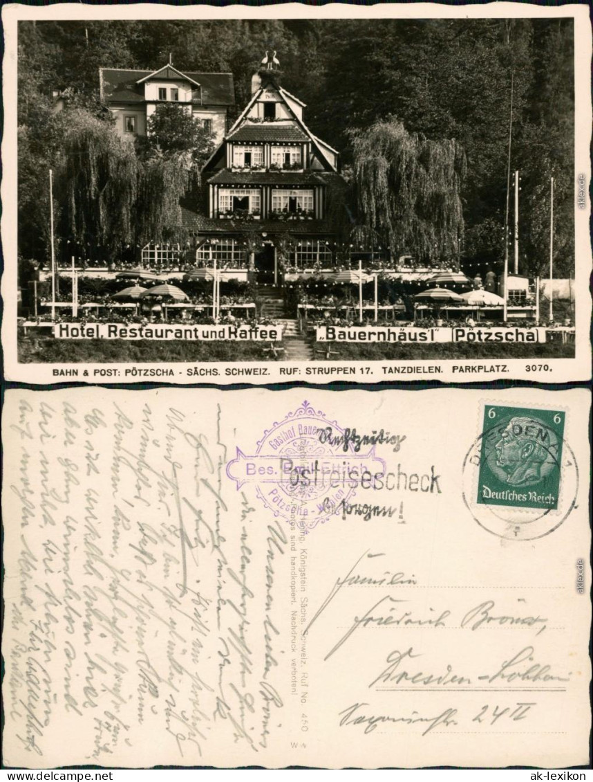 Pötzscha-Wehlen Hotel Restaurant Bauernhäusl Bei Struppen 1932  - Wehlen