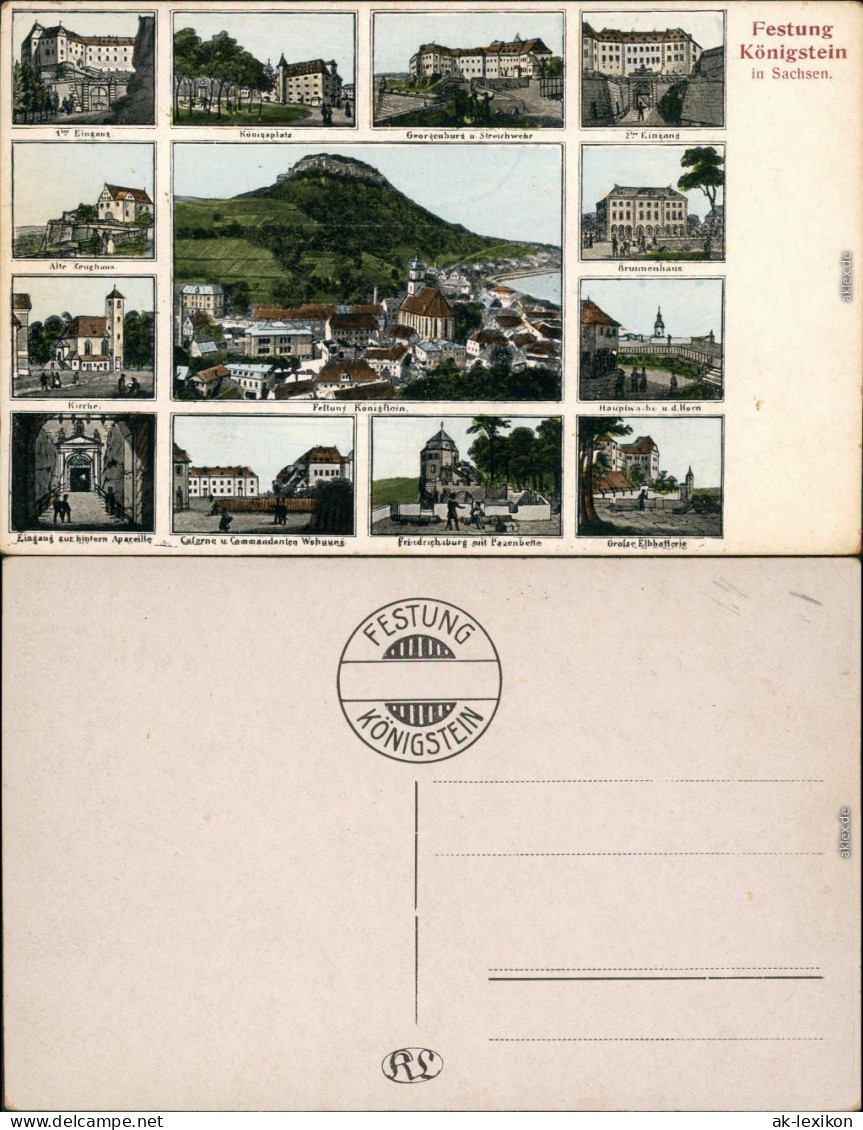 Königstein (Sächsische Schweiz) Festung Königstein - Ansichten 1916  - Königstein (Sächs. Schw.)