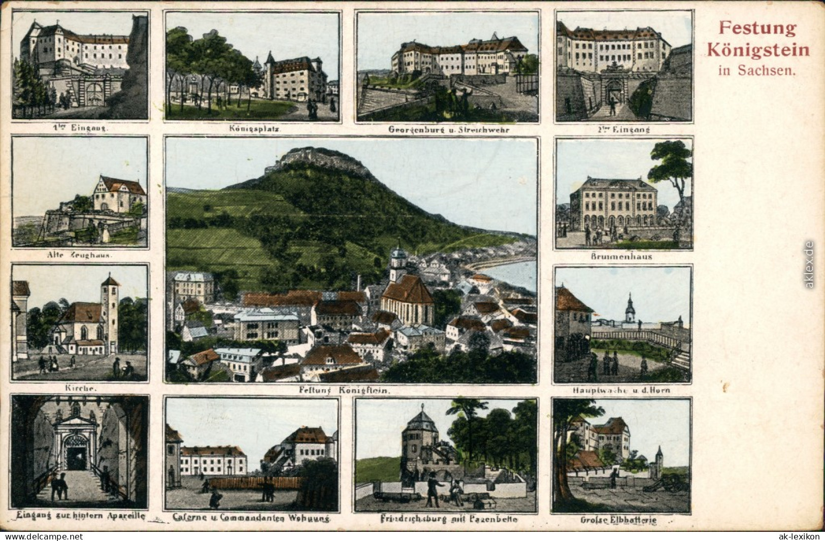 Königstein (Sächsische Schweiz) Festung Königstein - Ansichten 1916  - Koenigstein (Saechs. Schw.)