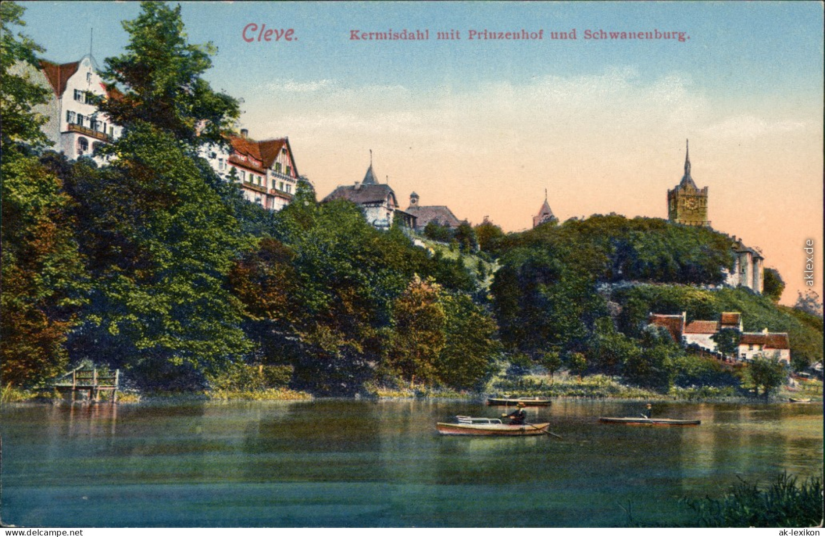 Ansichtskarte Kleve Kermisdahl Mit Prfuzenhof Und Schwanenburg 1916  - Kleve