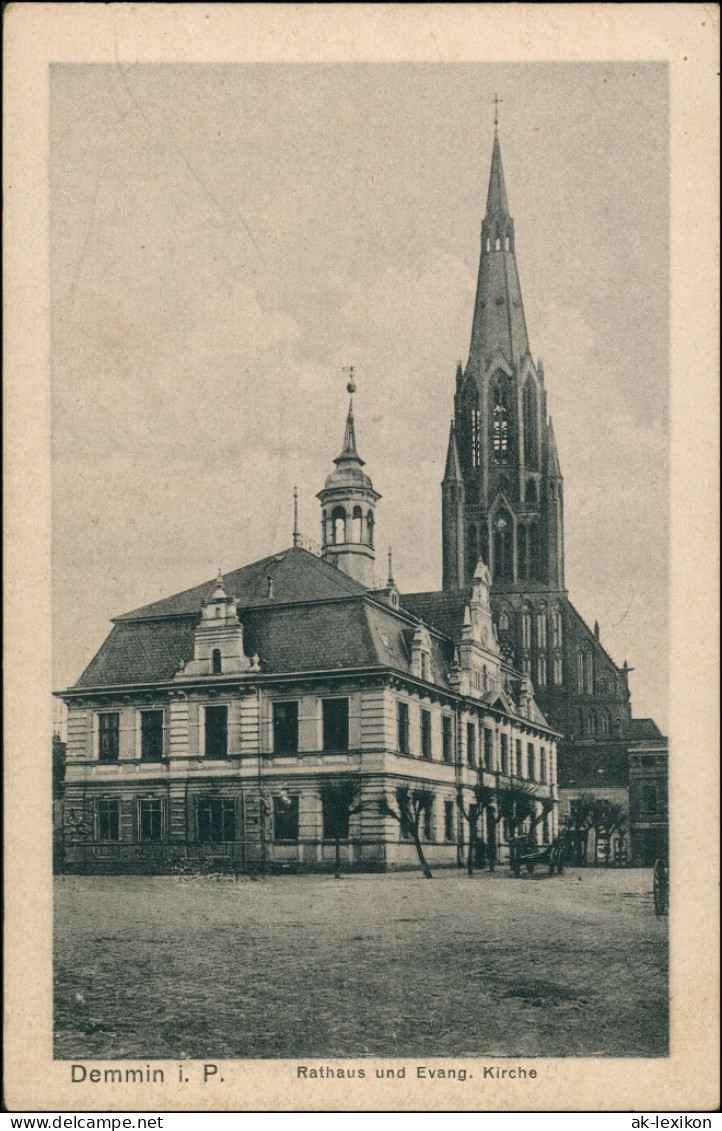 Ansichtskarte Demmin Straße Rathaus - Kirche 1928 - Demmin