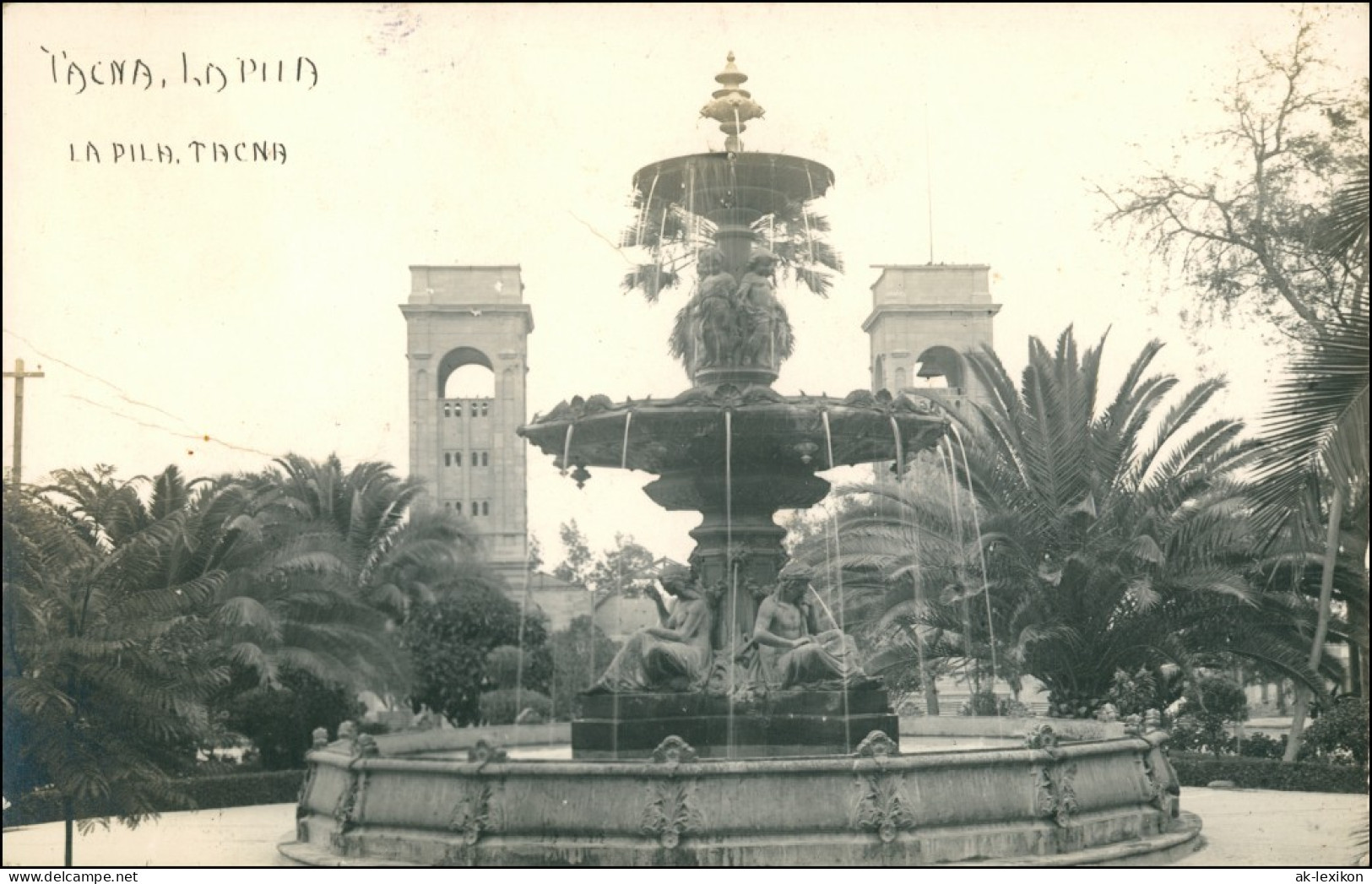 Postcard Tacna Platz - Springbrunnen Peru South America 1922 - Perú