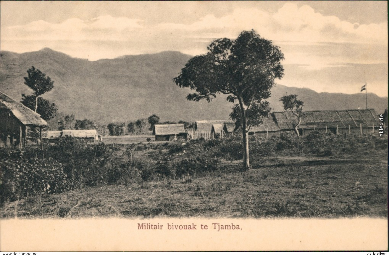 Ansichtskarte Tjamba (Sulawesi) Militair Bivouak 1909  - Indonésie