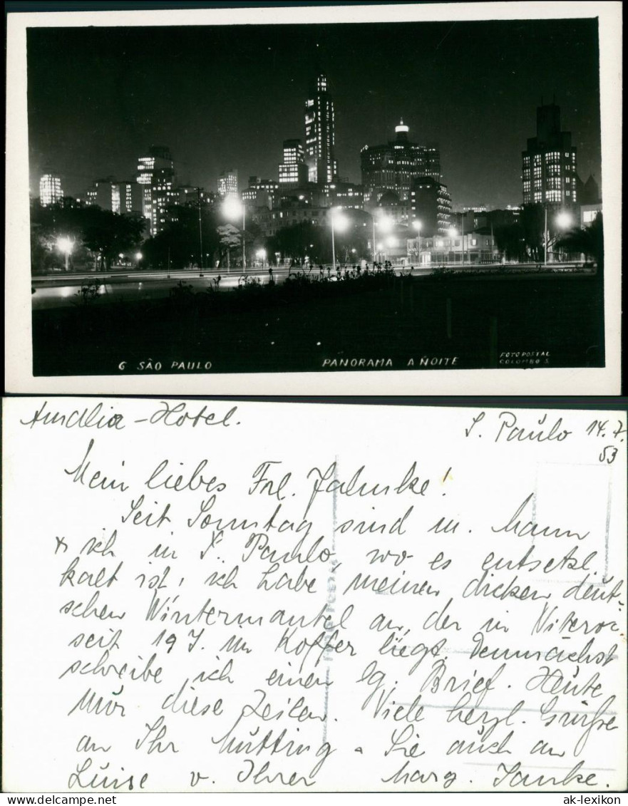 Postcard Sao Paulo Stadt Bei Nacht 1930 - Altri & Non Classificati