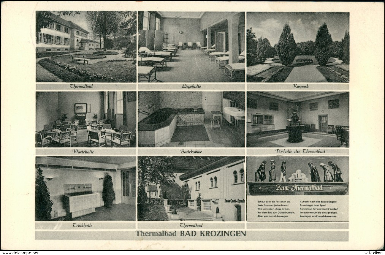 Ansichtskarte Bad Krozingen MB: Liegehalle, Wartehalle, Trinkhalle 1953 - Bad Krozingen