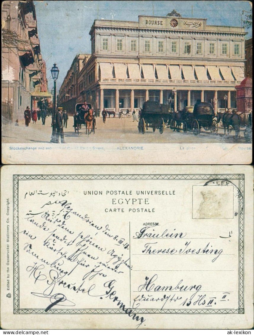 Alexandrien الإسكندرية‎, Al-Iskandariyya Platz Und Börse - Belebt 1913 - Alexandria