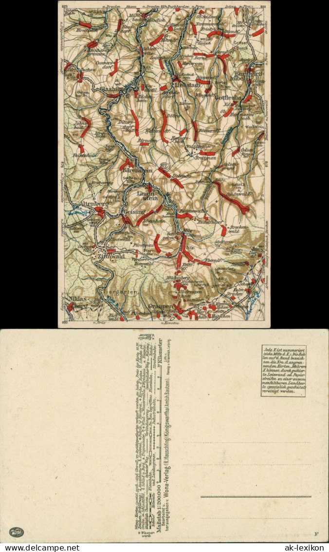 Lauenstein (Erzgebirge)-Altenberg   Umgebungs-Landkarte    1925 - Lauenstein