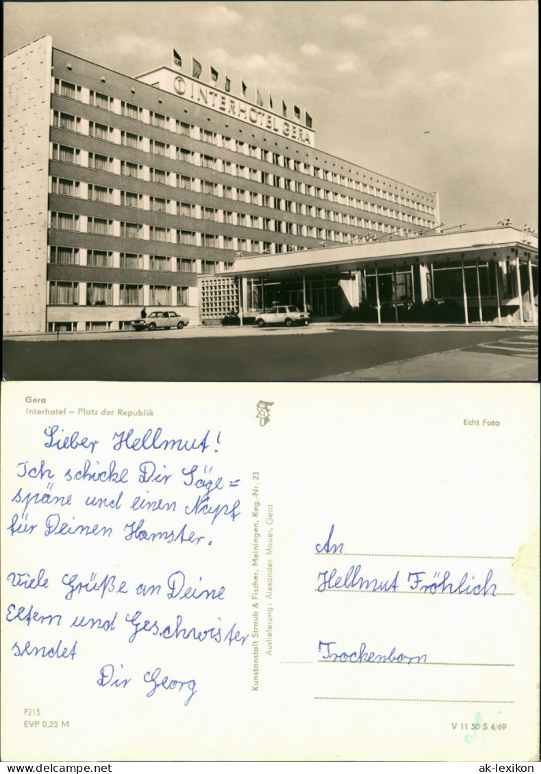 Ansichtskarte Gera Platz Der Republik - Interhotel 1969 - Gera