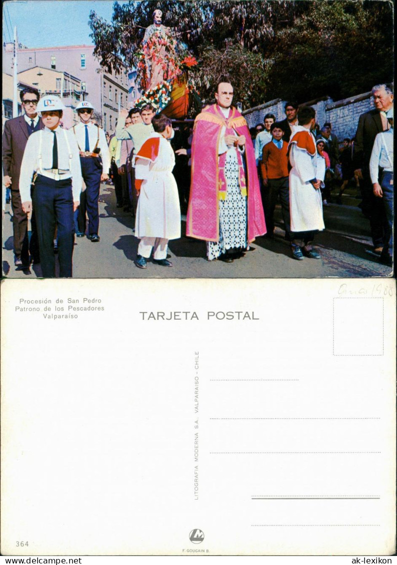 Postcard Valparaíso Procesión De San Pedro 1974 - Chile