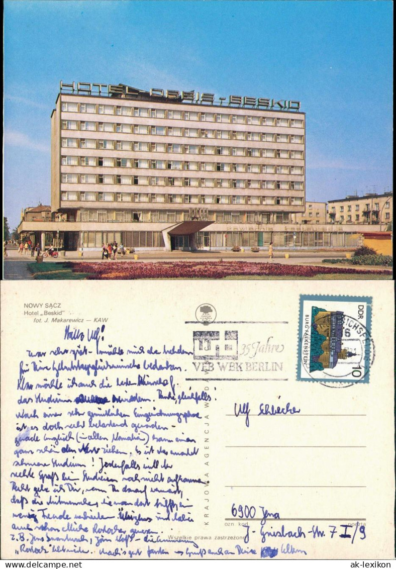 Postcard Neu Sandez Nowy S&#261;cz Hotel Beskid 1976 - Polen