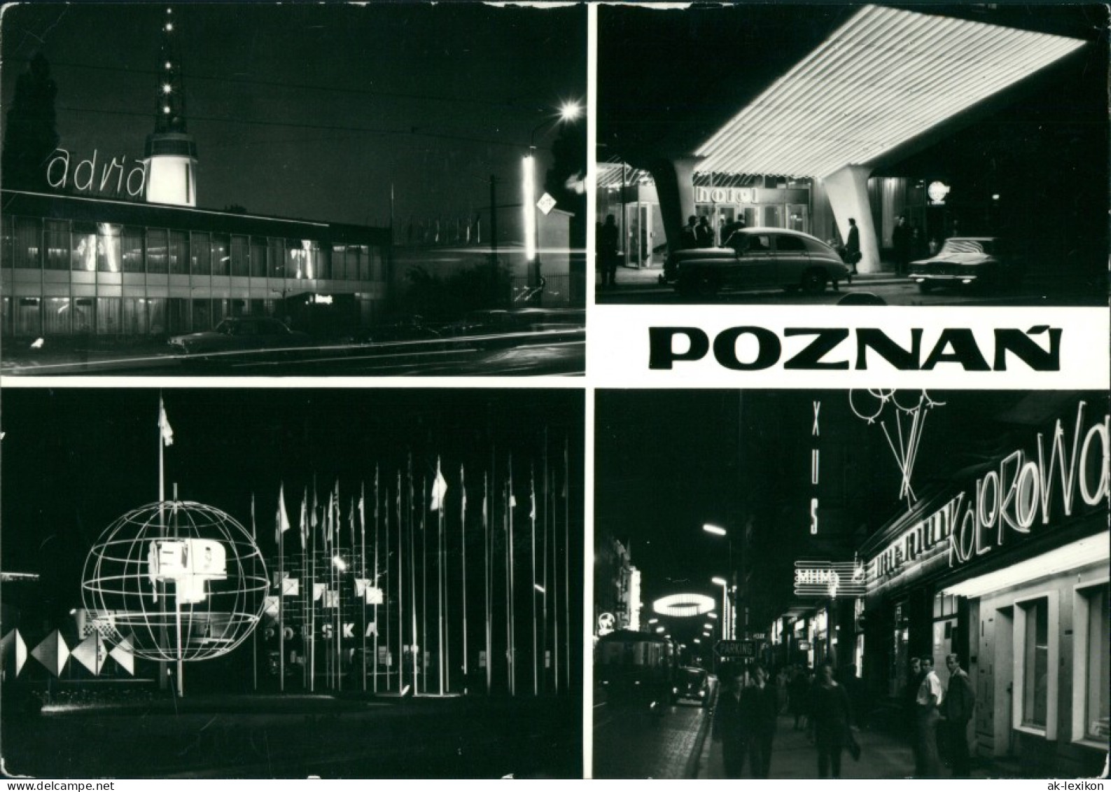 Postcard Posen Poznań Hotel, Ansichten Leuchtreklame 1975 - Polen