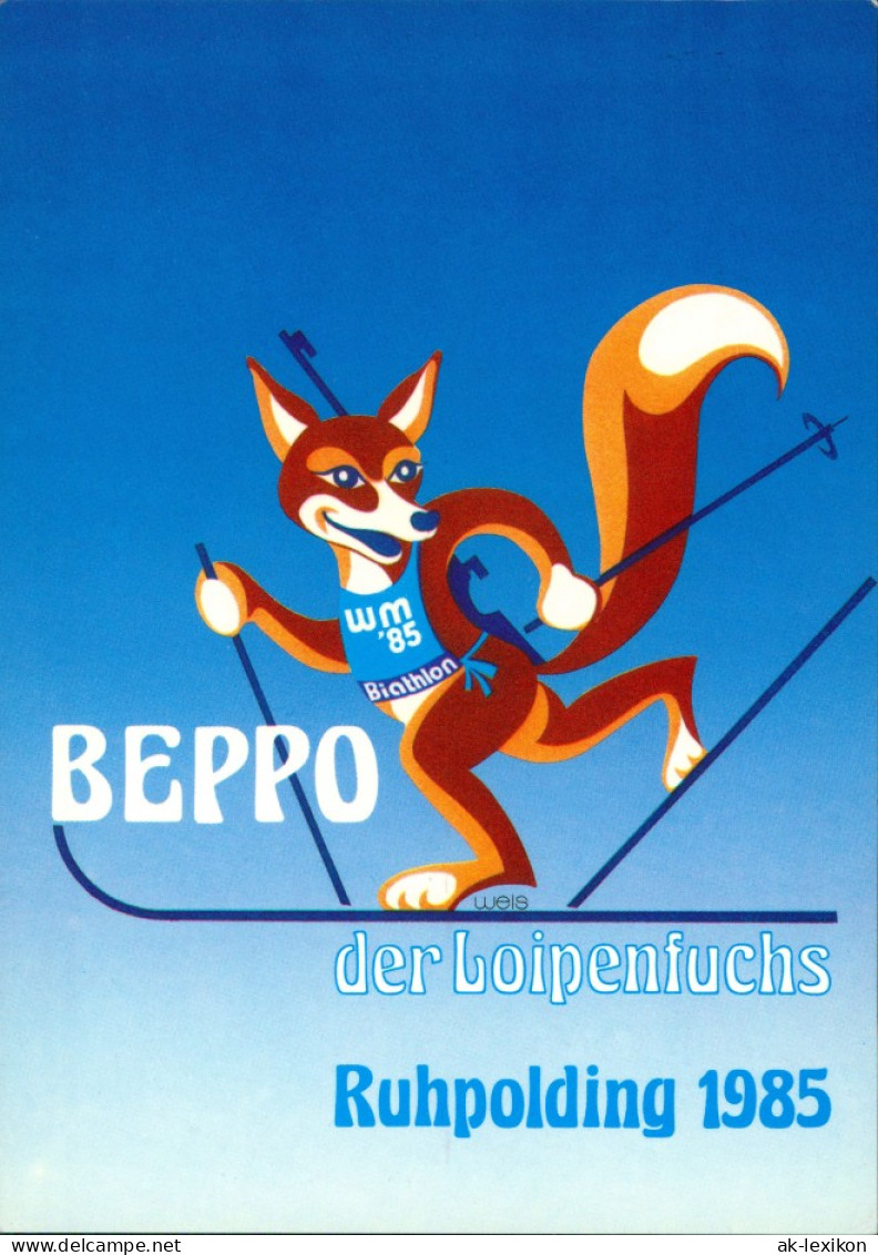 Ansichtskarte Ruhpolding Beppo Der Loipenfuchs WM Biathlon 1985 - Ruhpolding
