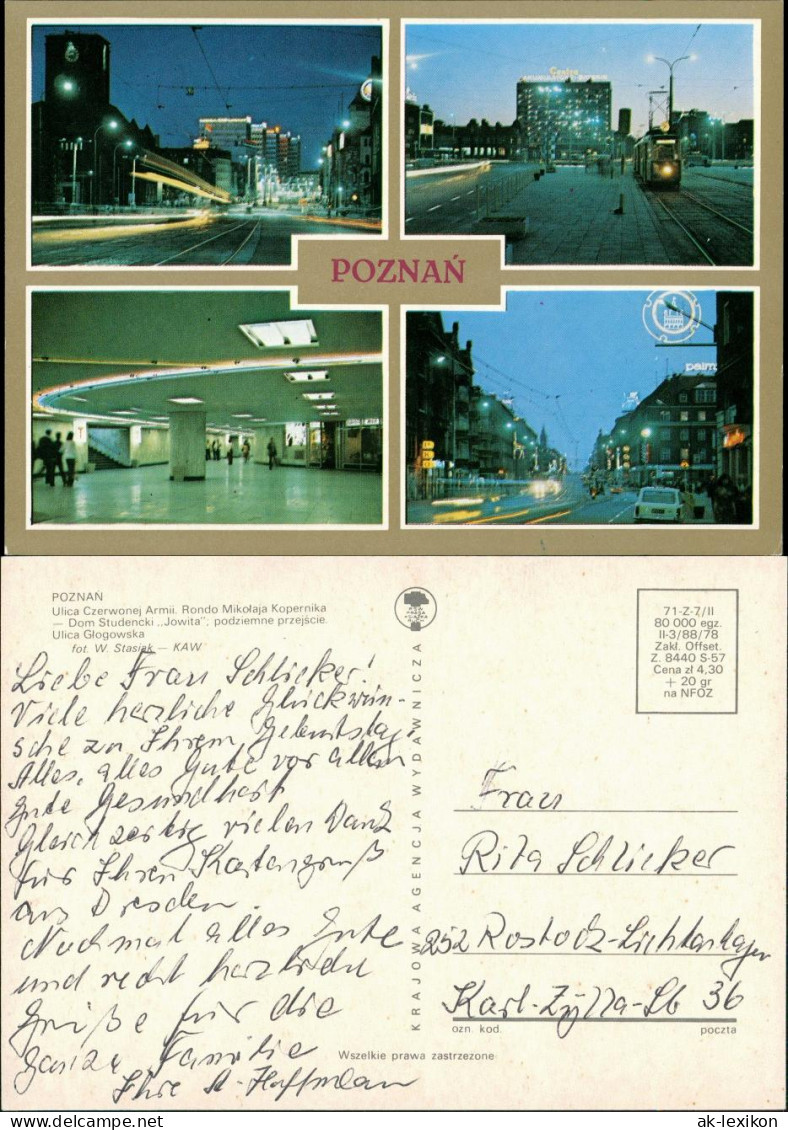 Postcard Posen Poznań 4 Bild Straßen - Stadt 1988 - Polen