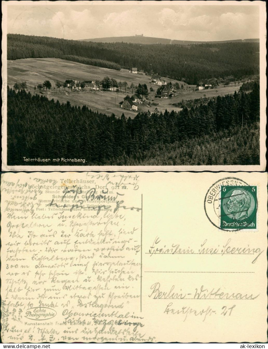 Ansichtskarte Tellerhäuser-Breitenbrunn (Erzgebirge) Stadtpartie 1929 - Breitenbrunn