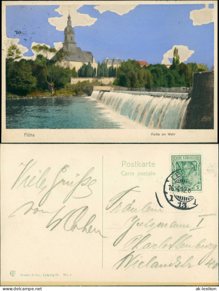 Ansichtskarte Flöha (Sachsen) Stadt, Wehr 1912 - Floeha