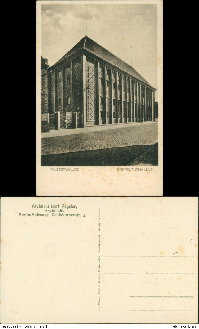 Ansichtskarte Finsterwalde Grabin Straße - Doppelturnhalle 1928 - Finsterwalde