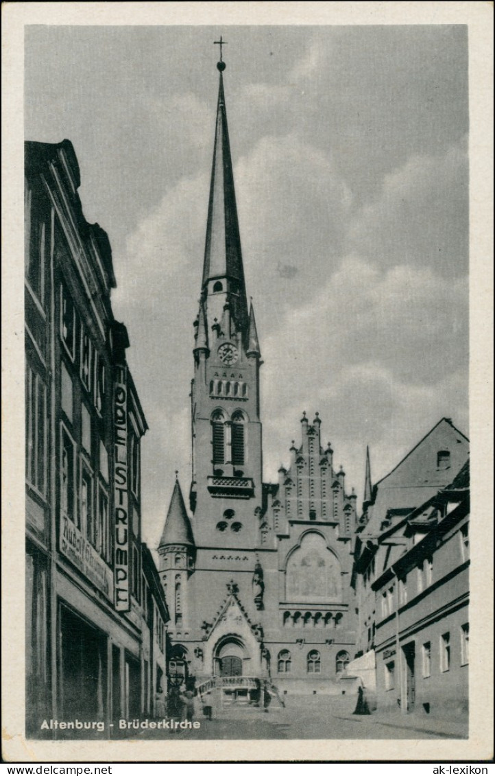 Ansichtskarte Altenburg Brüderkirche - Straße, Geschäfte 1954 - Altenburg