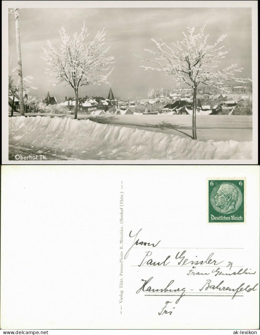 Ansichtskarte Oberhof (Thüringen) Stadt - Winterpartie 1934 - Oberhof