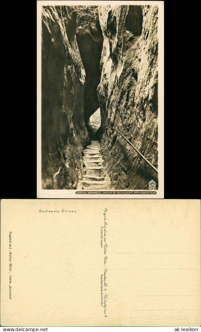 Hohnstein (Sächs. Schweiz) Wolfsschlucht, Sächs. Schweiz 1928 Walter Hahn:3291 - Hohnstein (Sächs. Schweiz)