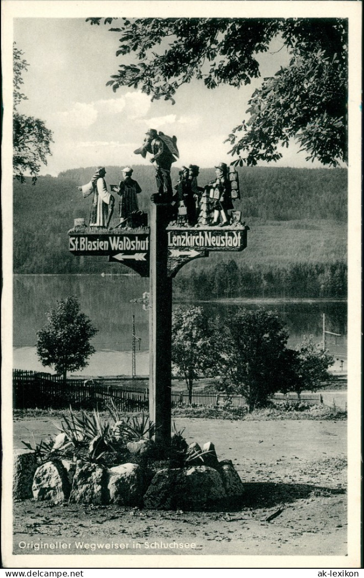 Ansichtskarte Schluchsee Origineller Wegweiser - Lenzkirch Blasien 1958 - Schluchsee