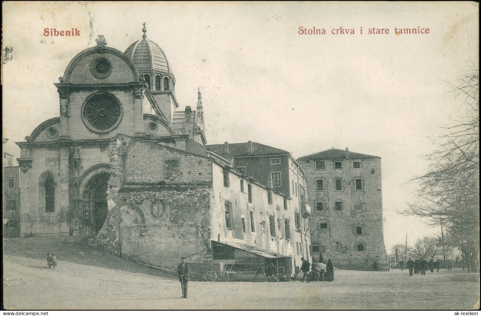 Postcard Sebenico Šibenik Stolna Crkva I Stare Tamnice - Synagoge 1911 - Croatia