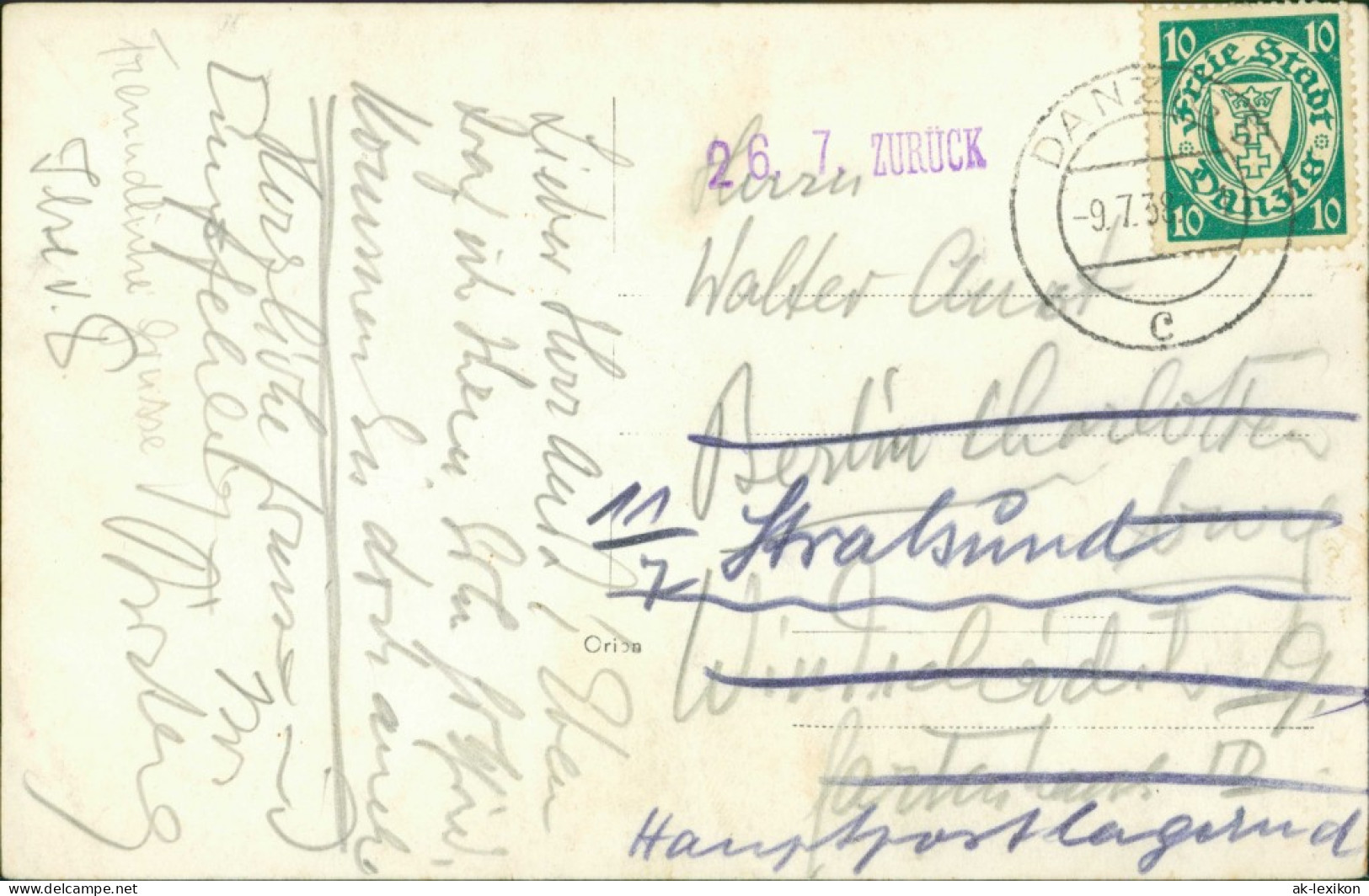 Postcard Danzig Gdańsk/Gduńsk Parkpartie (gel Danzig 1939) 1939 - Danzig