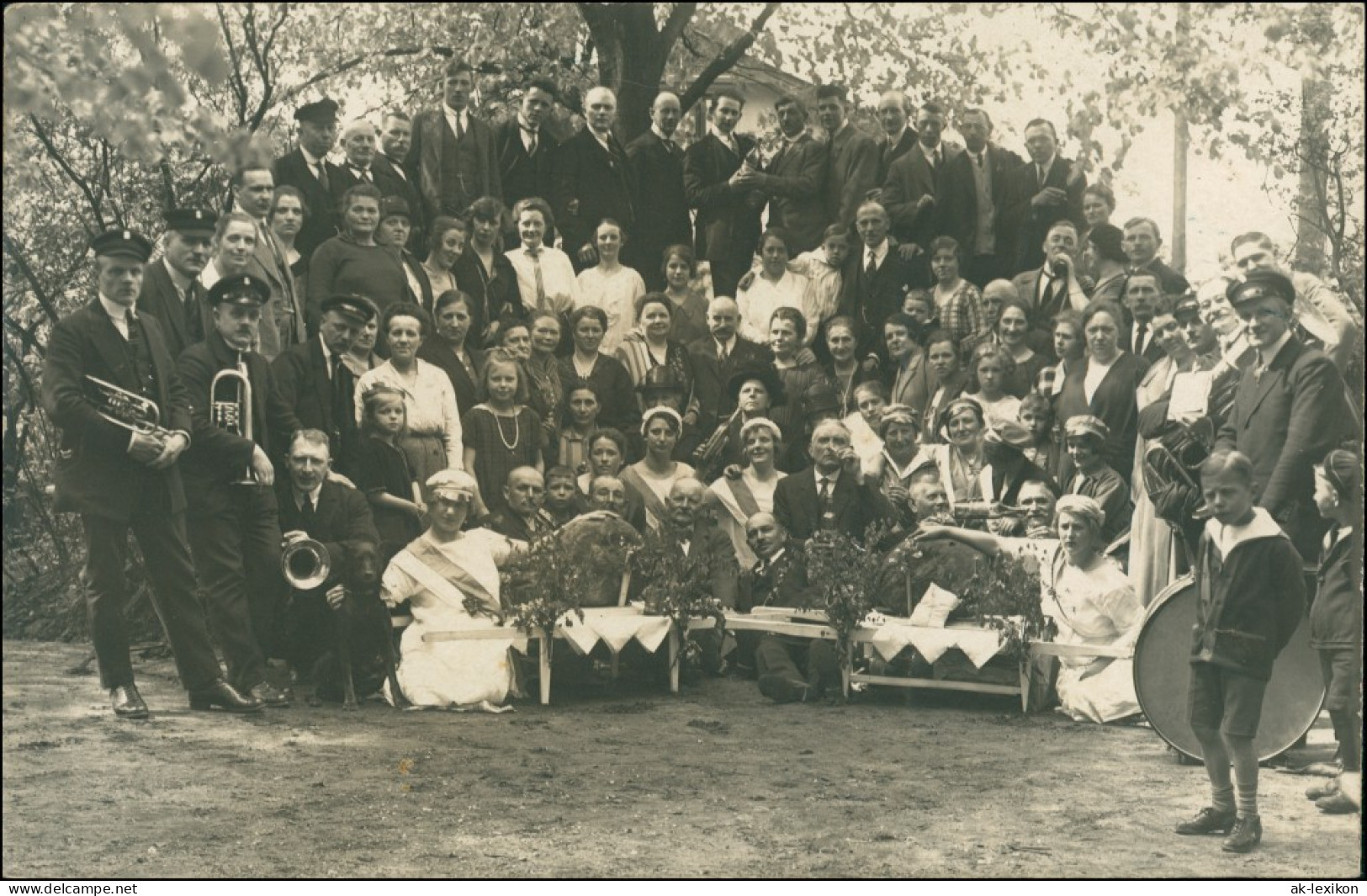 Gruppenfoto Gesellschaft & Musiker, Foto Bode Altona-Ottensen 1910 Privatfoto - Altona