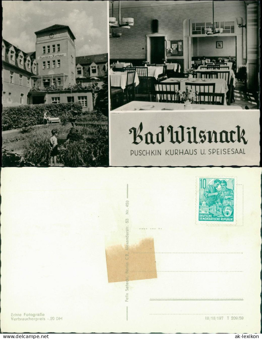 Ansichtskarte Bad Wilsnack Puschkin Kurhaus - Innen Und Außen 1959 - Bad Wilsnack