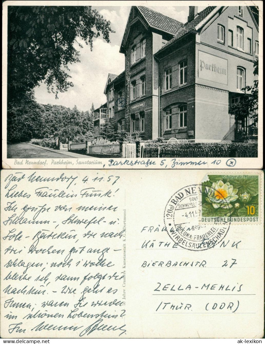 Ansichtskarte Bad Nenndorf Parkheim Sanatorium 1957 - Bad Nenndorf