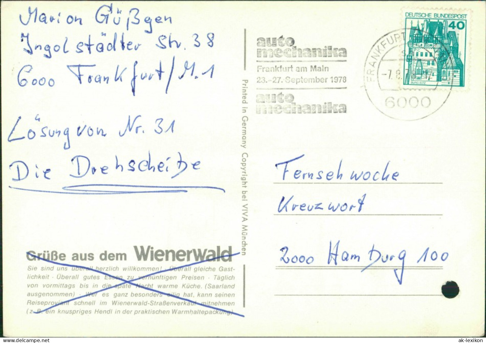 Ansichtskarte Innsbruck Wienerwald Zürich New York 1971 - Innsbruck