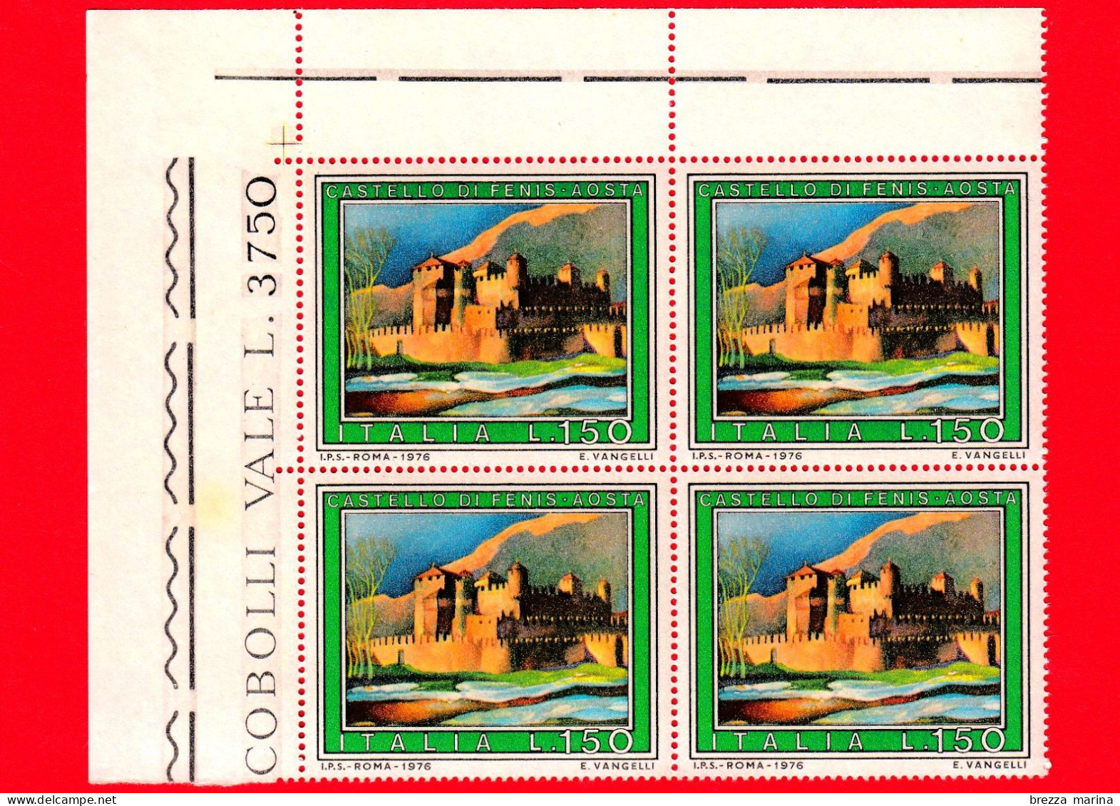 Nuovo - MNH - ITALIA - 1976 - Turismo - 3ª Emissione - Quartina - Castello Di Fenis - 150 L. - 1971-80: Mint/hinged