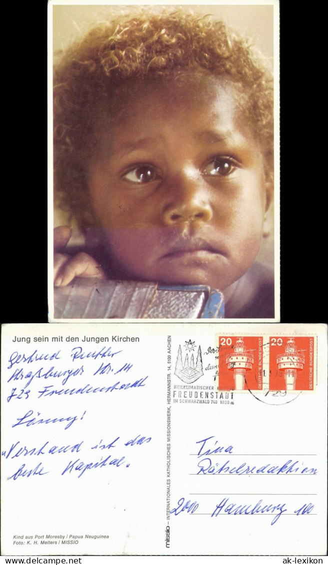 Postcard .Papua Kind Aus Port Moresby Papua Neuguinea, Missio-Karte 1979 - Indonesien