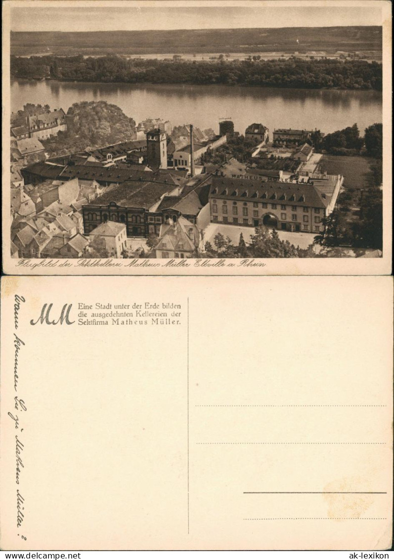 Ansichtskarte Eltville Am Rhein Luftbild MuM Sektkellerei 1927 - Eltville