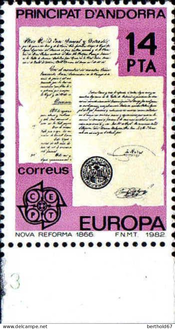 Andorre (E) Poste N** Yv:146 Mi:153 Europa Cept Nova Reforma 1866 Bord De Feuille - Neufs