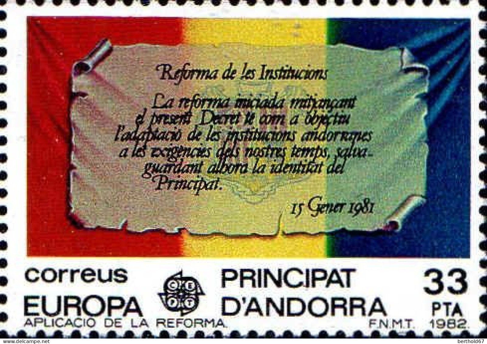 Andorre (E) Poste N** Yv:147 Mi:154 Europa Cept Aplication De La Reforma - Neufs