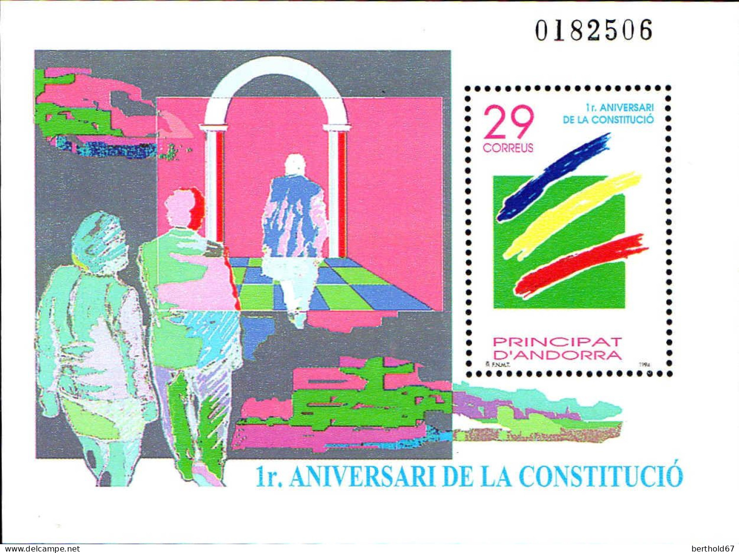 Andorre (E) Bloc N** Yv: 3 Mi:3 1r.Aniversari De La Constitucio - Unused Stamps