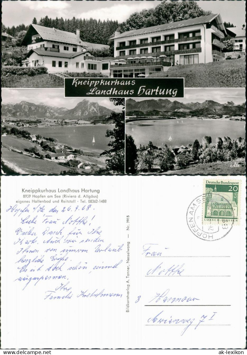 Ansichtskarte Hopfen Am See-Füssen Kneippkurhaus Landhaus Hartung 1963 - Fuessen