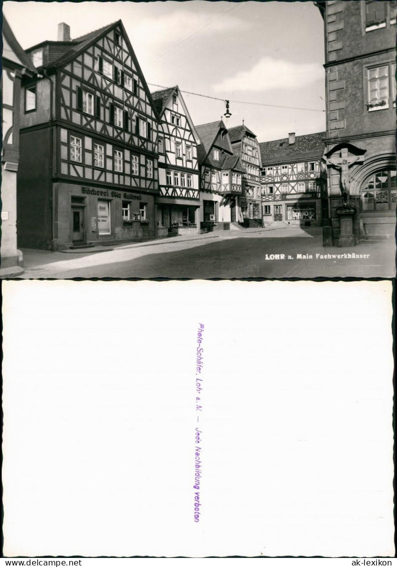 Ansichtskarte Lohr Am Main Straße, Fachwerkhäuser Bäckerei 1964 - Lohr