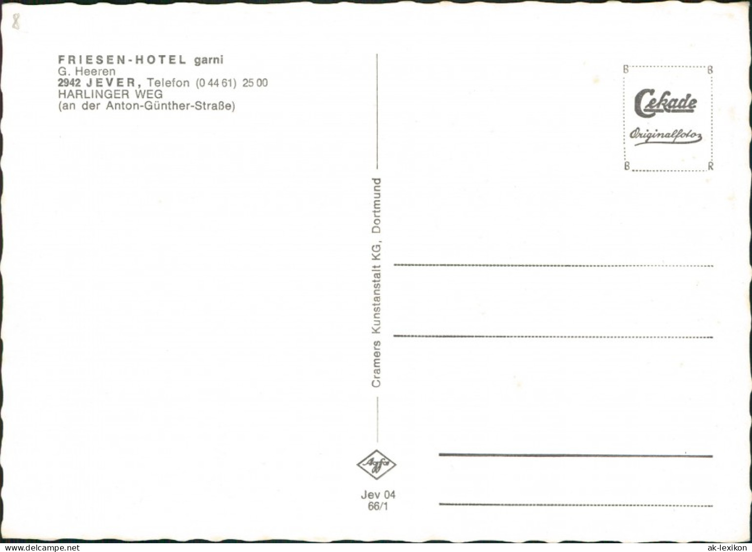 Ansichtskarte Jever FRIESEN-HOTEL Garni MB 1966 - Jever