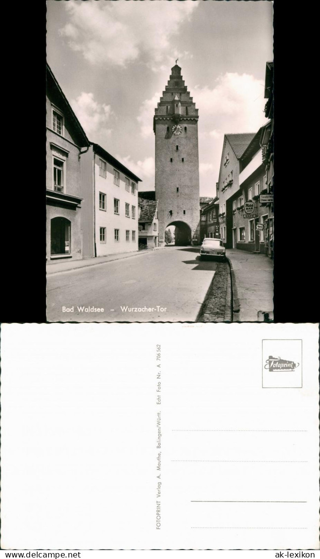 Ansichtskarte Bad Waldsee Straße, Auto - Gasthaus Wurzacher Turm 1961 - Bad Waldsee