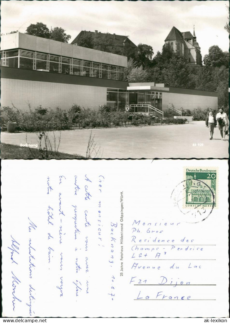 Backnang Straßen Partie Mit Gebäude, Leute, Blick Zur Kirche 1970 - Backnang