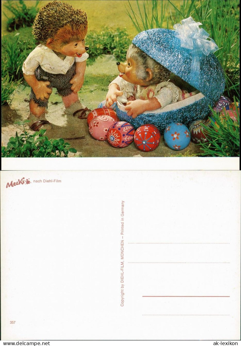 Ansichtskarte  Mecki (Diehl-Film): Ostern, Ostereier Verstecken 1970 - Mecki